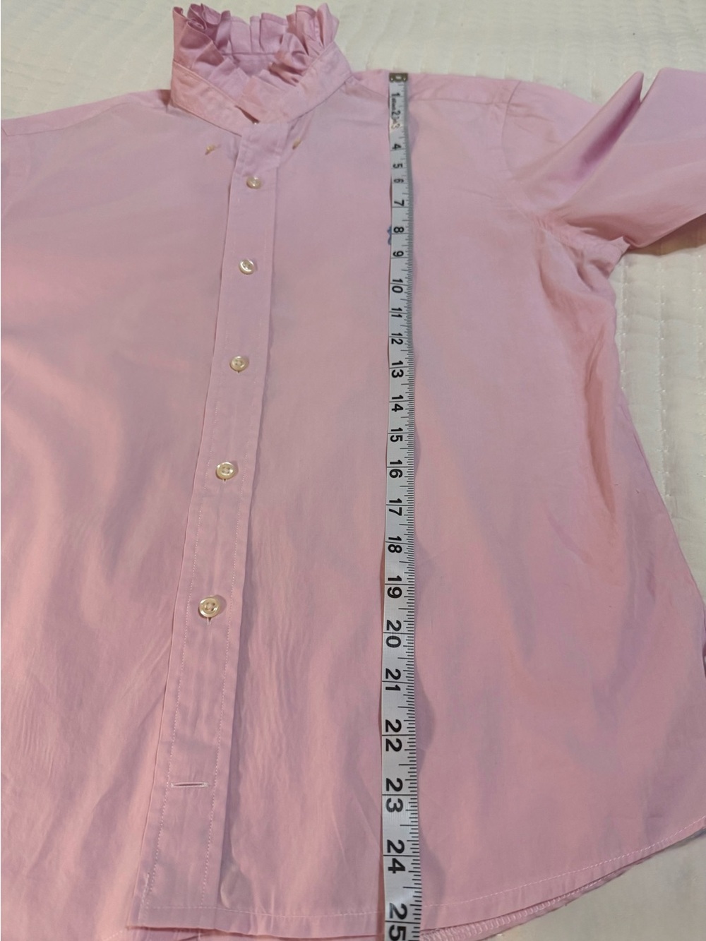 Ralph Lauren Light Pink Ruffle-Collar Button-Down Shirt - Picture 4 of 9